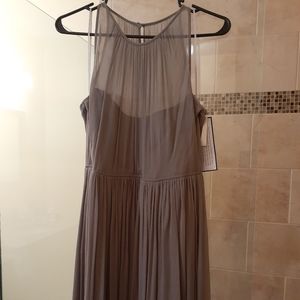 J.Crew gray, full length, silk chiffon NEW dress